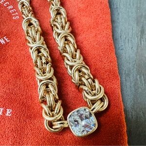 Anthropologie Byzantine Chain Necklace with Crystal Pendant.